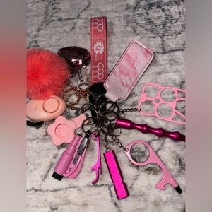 14 Piece Self Help/Aid Custom Keychain - Pink